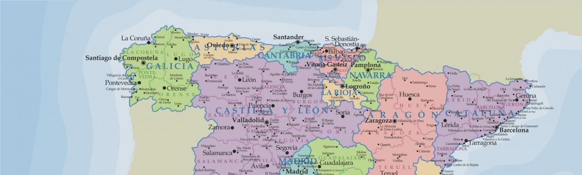 Mappa Nord della Spagna
