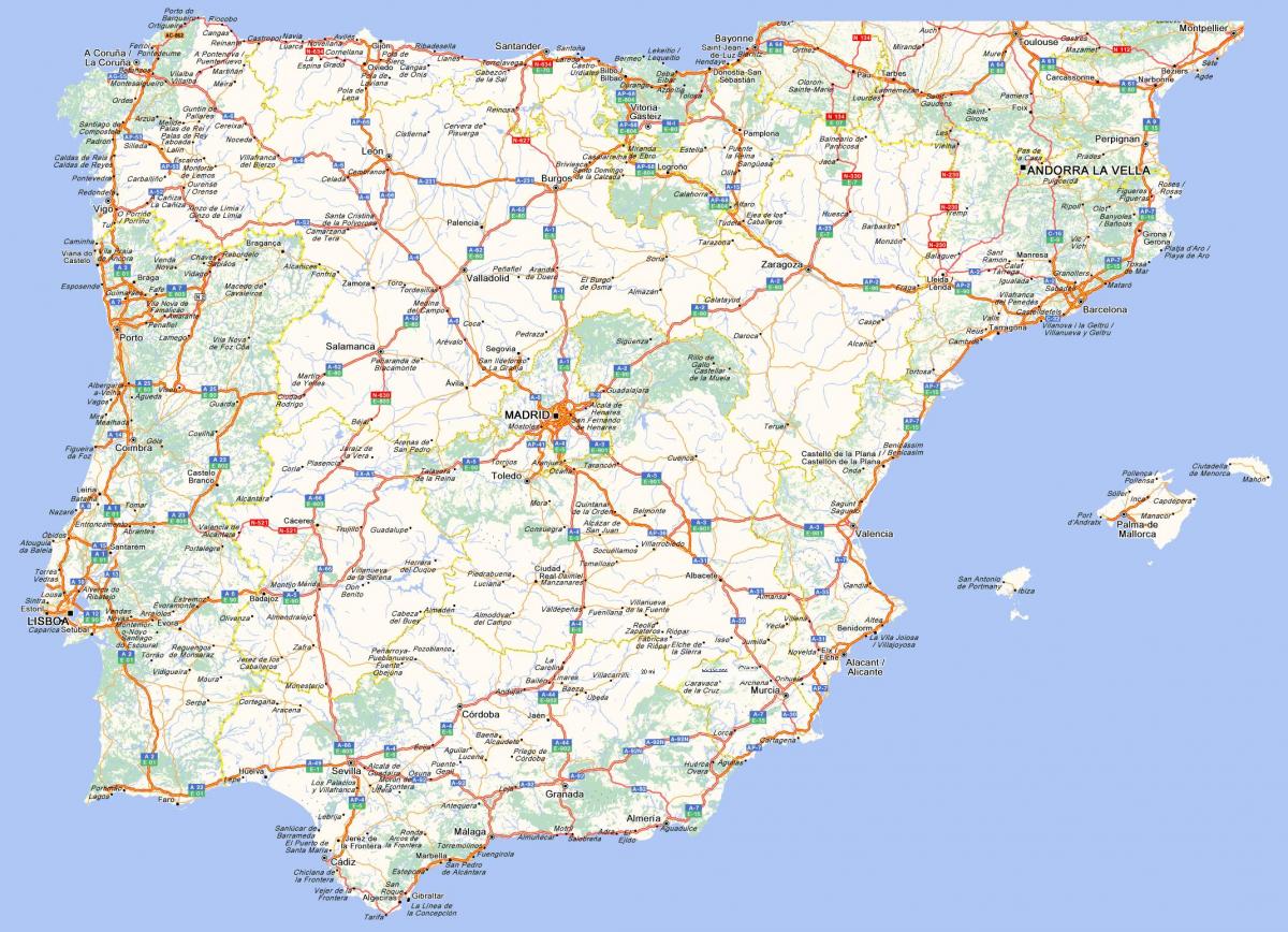 Mappa delle autostrade di Spagna