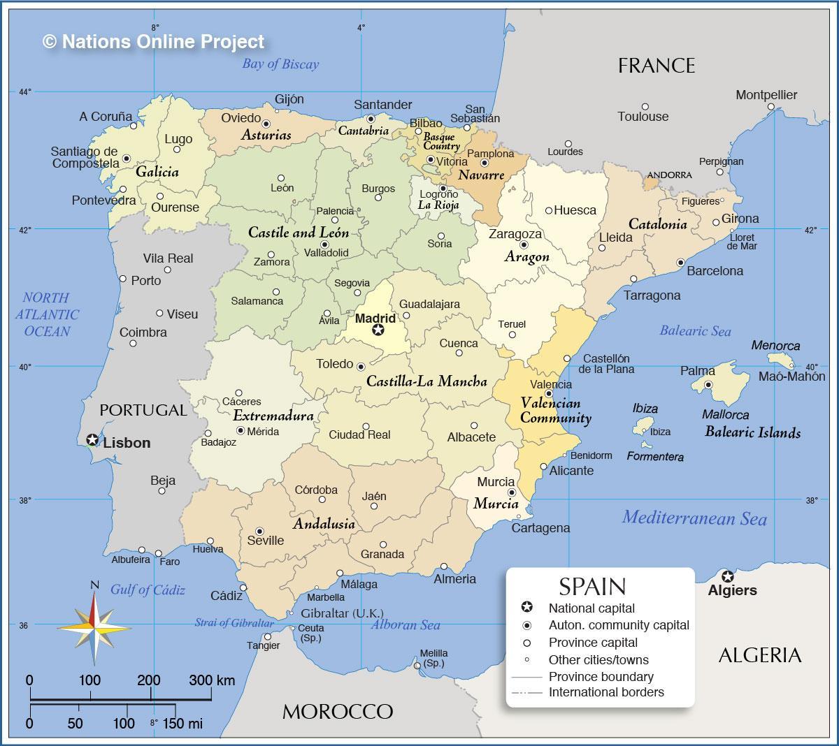 Mappa del paese Spagna