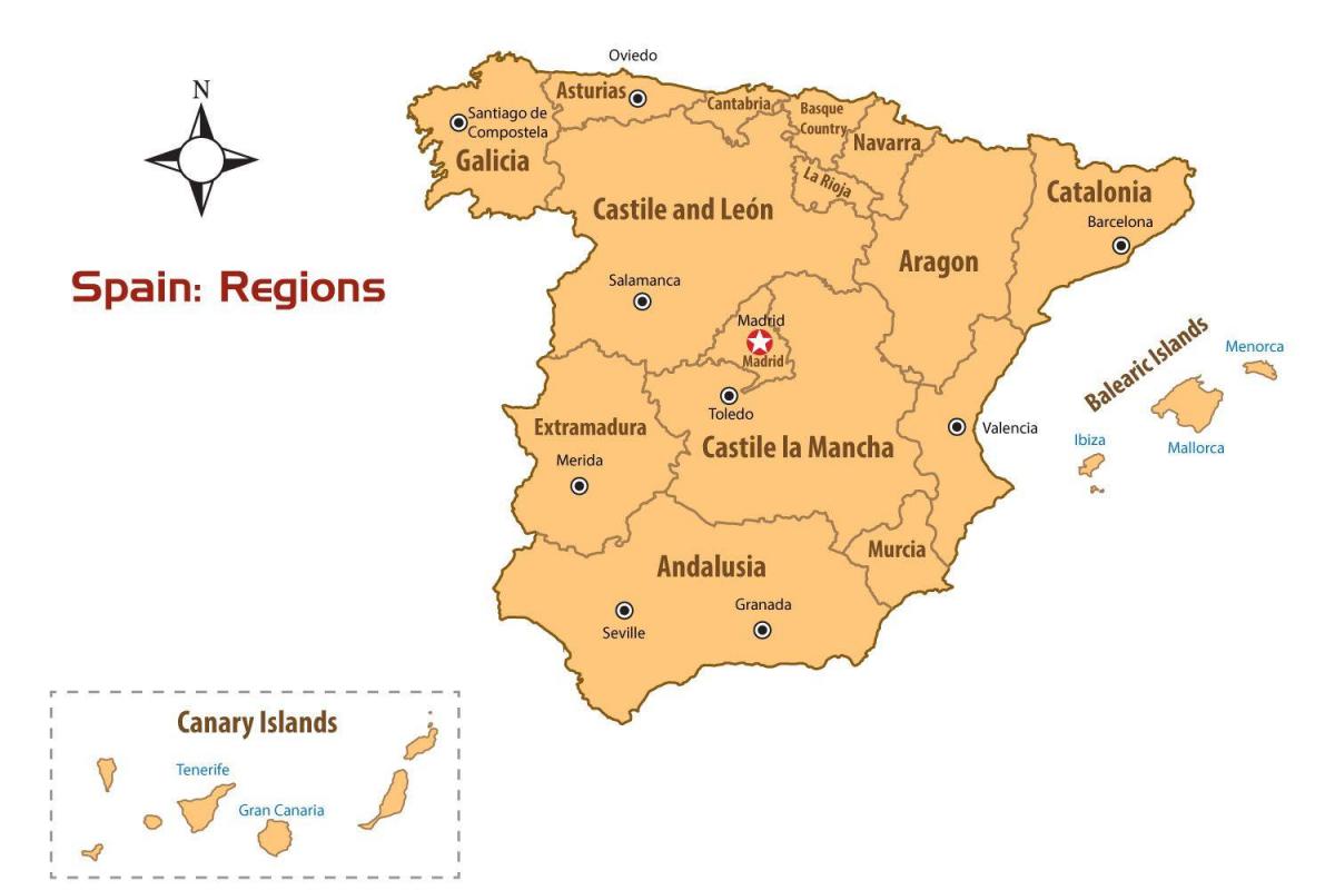 Mappa delle zone della Spagna
