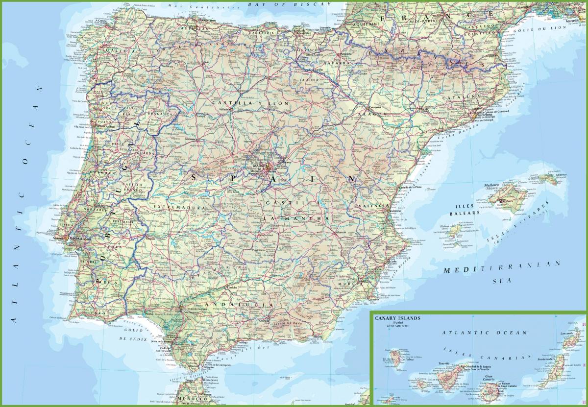 Mappa stradale di Spagna