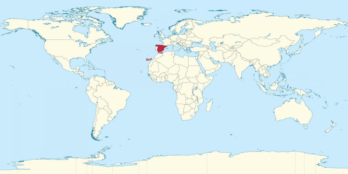 Posizione della Spagna sulla mappa del mondo